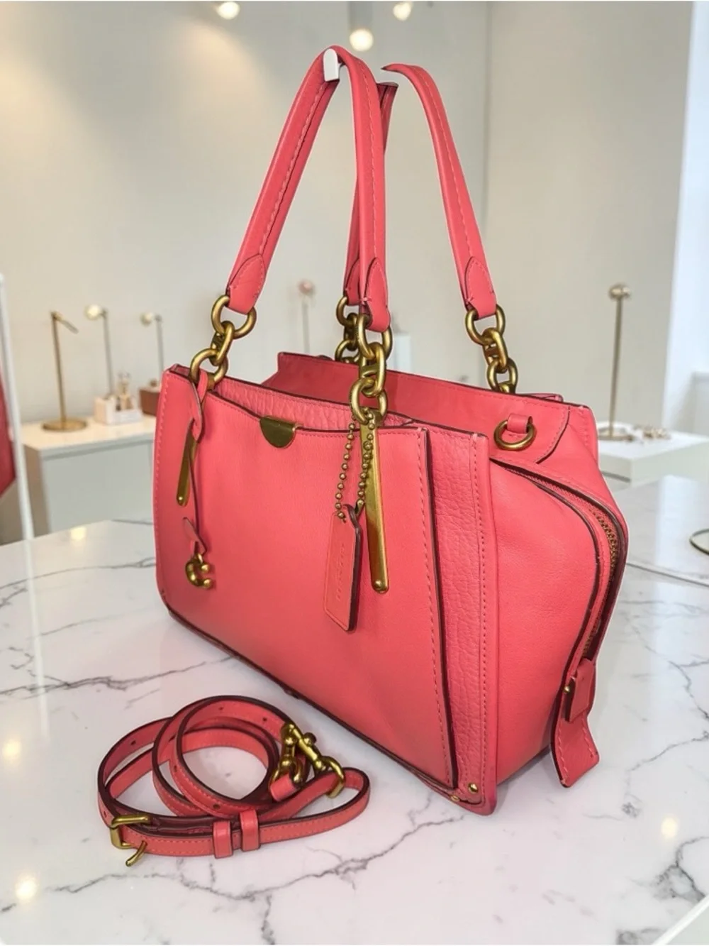 💕 Coach Dreamer 27 Orchid Pink Leather Satchel Crossbody Gold Hardware ✨ - Picture 4 of 15